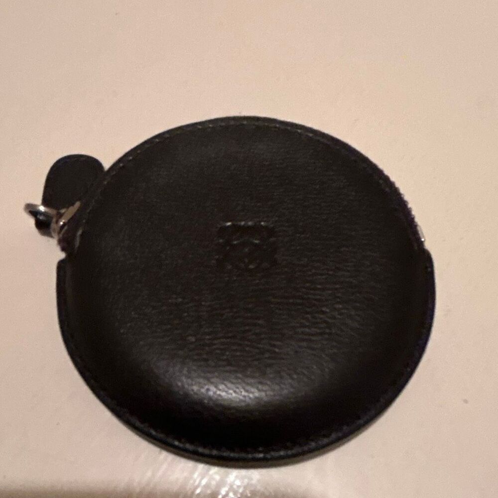 Loewe Chocolate Brown Zip Around Leather Coin Pouch Logo Stamped Quiet Luxury